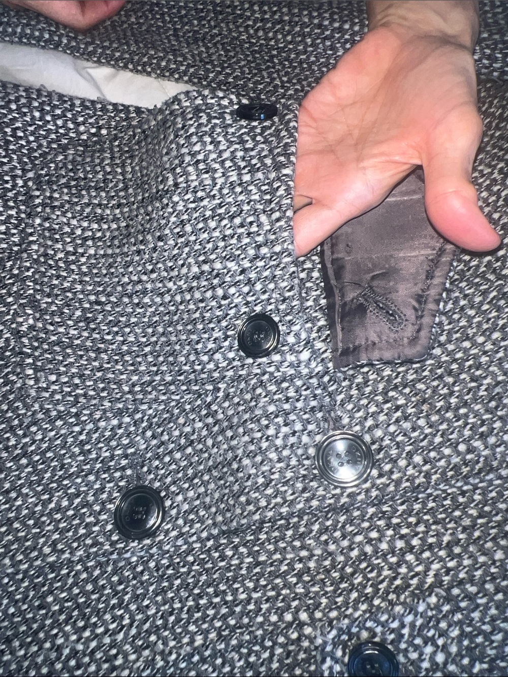 DKNY Gray Textured Button-Front Pea Coat - Picture 7 of 9